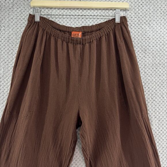 Oh My Gauze Pants Womens 3 (XXL/16) Brown Cotton Crepe PullOn Elastic Waist - Picture 3 of 12